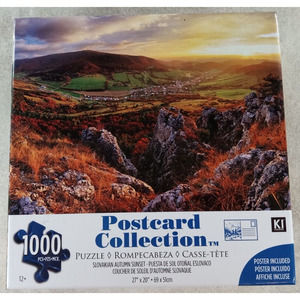 Autumn Sunset 1000 Piece Jigsaw Puzzle Postcard Collection With Poster